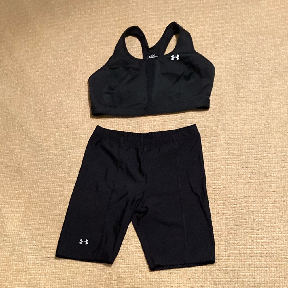 Under Armour Sports Bra and Bike Shorts